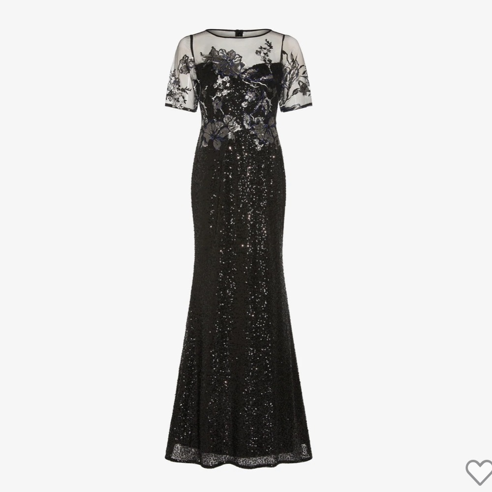 Adrianna Papell Sequin Covered Gown Black/Gunmetal Size 14 NWT